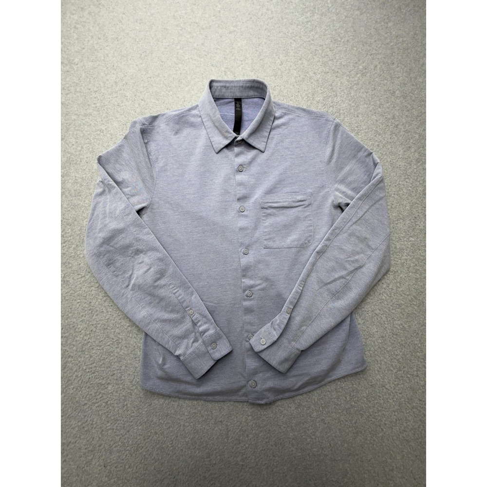 Lululemon Shirt Mens Large Blue Solid‎ Long Sleeve Button Front Casual Woven